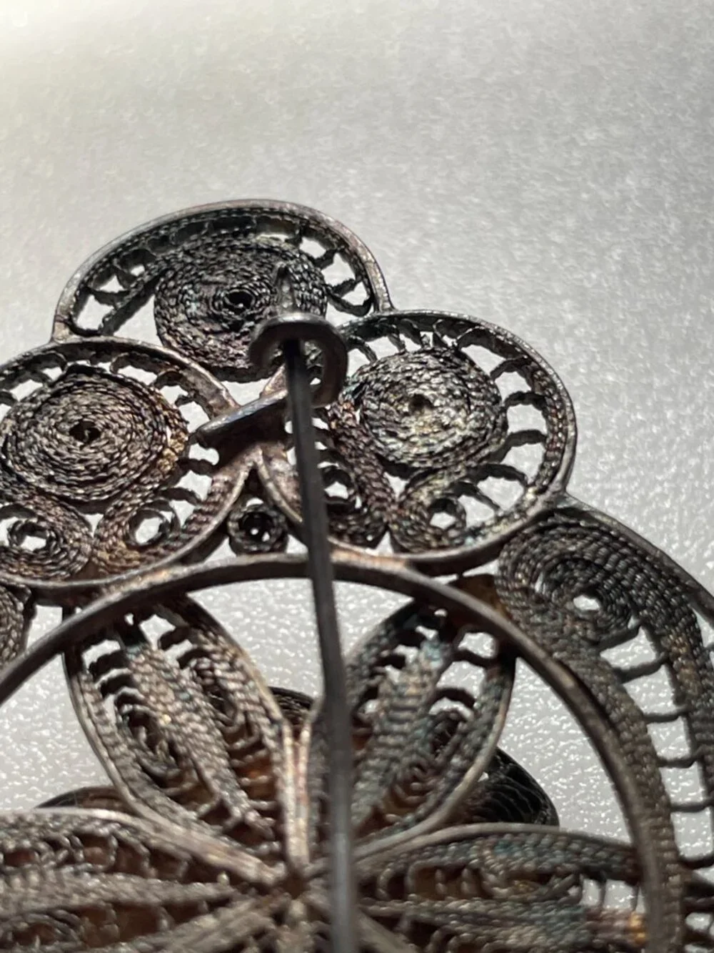 intage Sterling Silver Filigree 3D Layered Blooming Flower Statement Brooch